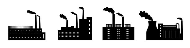 工业建筑工厂。工厂和工厂建筑图标。图标集。图片下载
