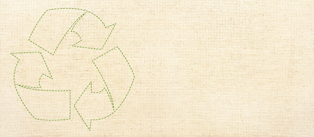 水平背景与刺绣箭头回收标志米色画布纹理图片下载