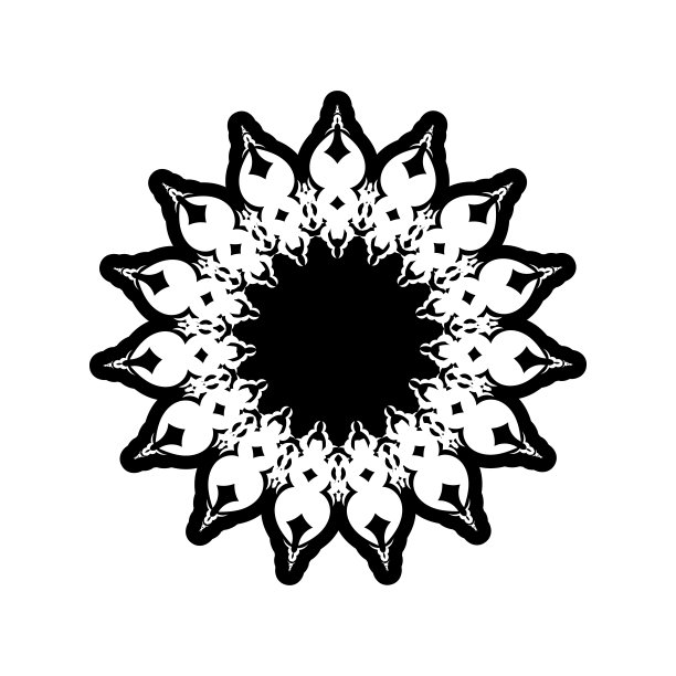 印度的曼荼罗。黑白标识。编织的设计元素。瑜伽标志向量。图片下载