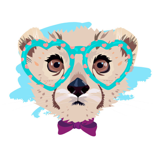 豹纹配眼镜。图片下载