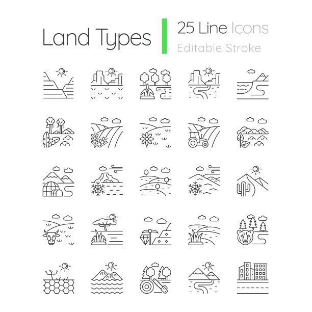 土地类型线性图标设置图片下载