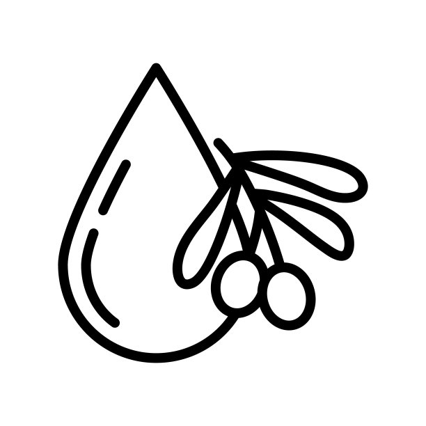 橄榄色产品的扁平线条图标。新鲜树胎和瓶装橄榄油。轮廓标志为移动概念和网页设计，商店图片下载