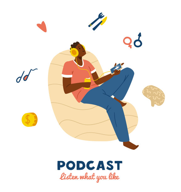 非洲裔美国年轻人听播客或收音机。图片下载