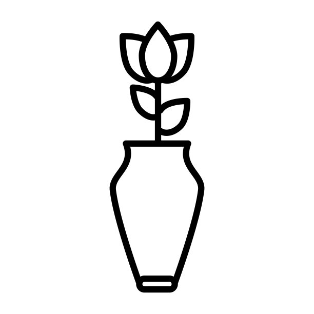 花在花瓶图标设计矢量模板插图标志和符号EPS 10在白色背景图片下载