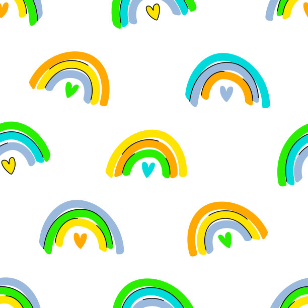 矢量无缝图案与彩虹。图片下载
