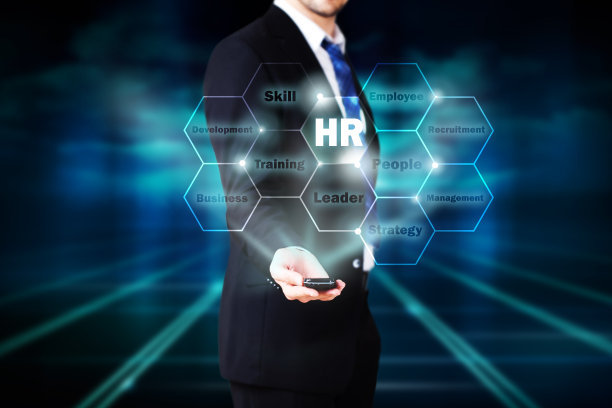 商人使用触摸屏选择主题HR图片下载