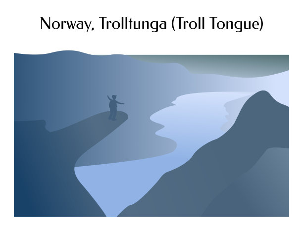 挪威的性质。巨魔舌岩石剪影。图片下载