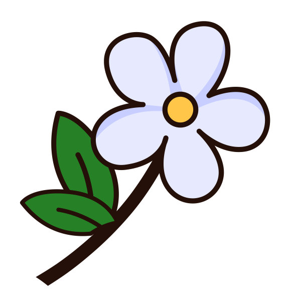 童稚卡通风格的白花。可爱的植物区系成分图片下载