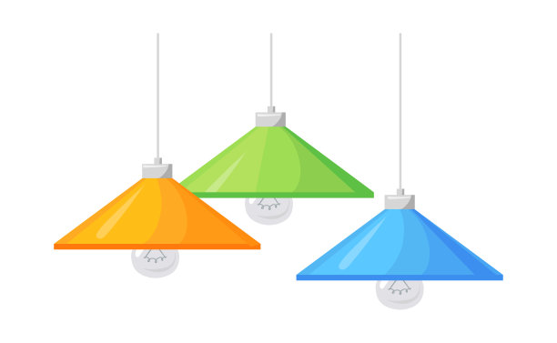 天花板上的灯。家用能源点为明亮的房间，矢量插图图片下载