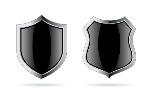 玻璃盾牌与金属框架，矢量图标图片下载