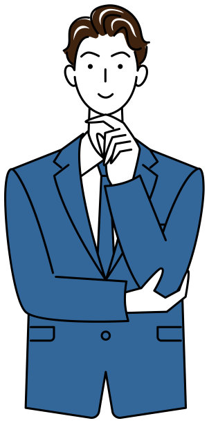 可爱的男人在一套西装积极思考解决插图向量图片下载