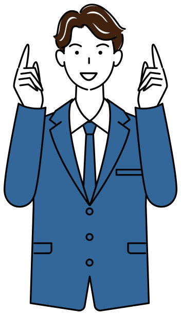 一个穿西装的帅哥摆姿势指着他的手指。说明向量图片下载