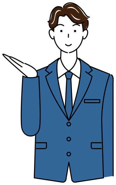 一个穿西装的帅哥摆姿势指着他的手指。说明向量图片下载