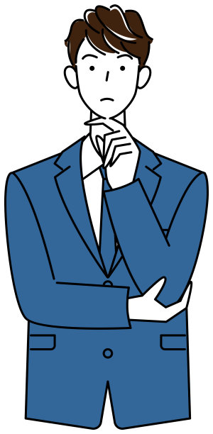 可爱的男人穿着西装思考解决方案矢量插图图片下载