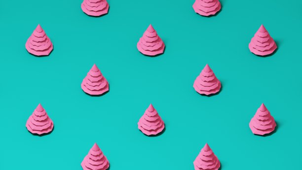 3 d的圣诞树。低多边形的冬天。图片下载