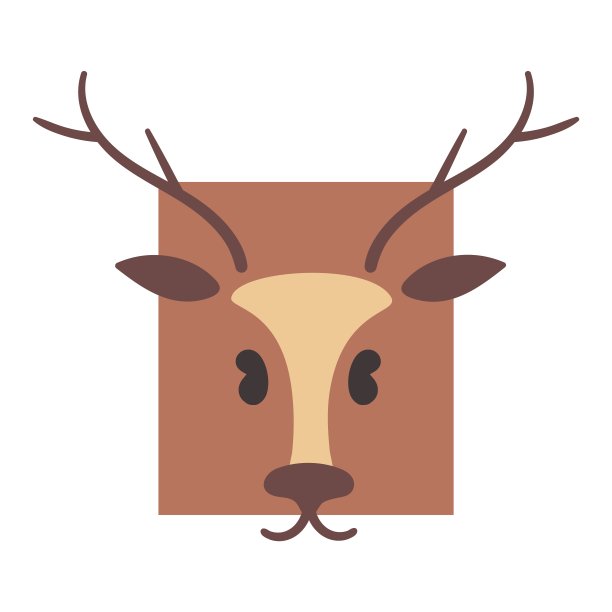 鹿头。有角的野生动物，时尚的图标矢量插图图片下载