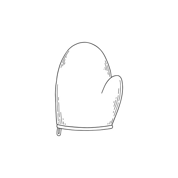 厨房绗缝手套或poholder手套素描矢量插图孤立。图片下载