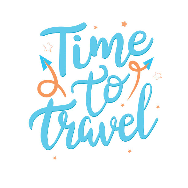 时间旅行。手绘字母，装饰元素。五颜六色的矢量，为孩子，平面风格图片下载