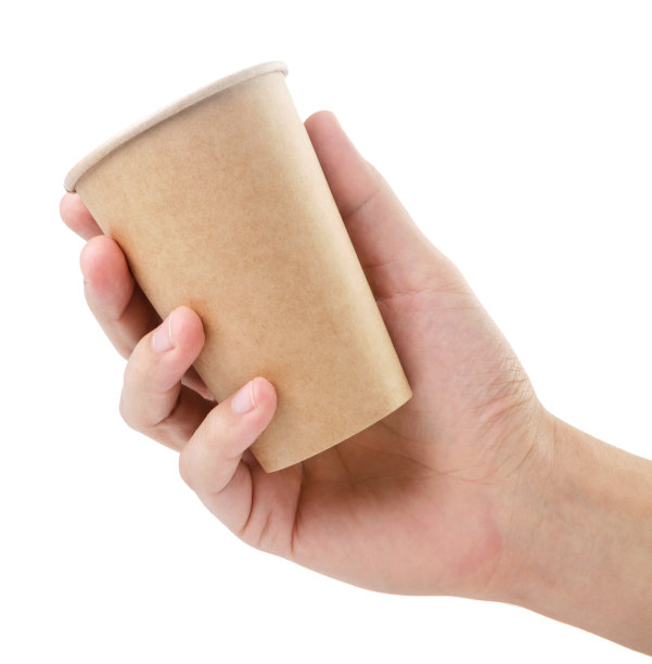 一次性手工艺品杯，白色背景。孤立的图片下载