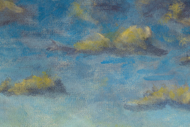 云在蓝天画莫奈画克劳德印象派画风景画云油画在画布上的特写艺术图片下载