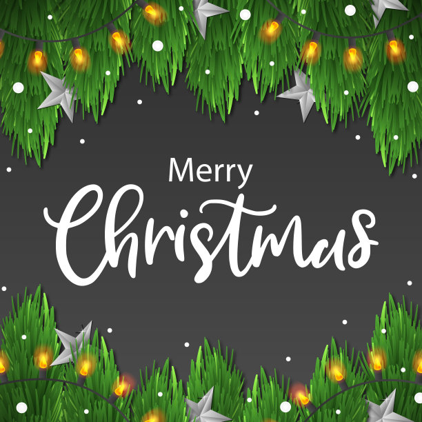 圣诞背景与闪亮的新年花环。写圣诞快乐卡片图片下载