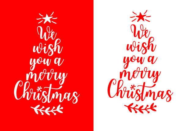 圣诞卡与手写的树，向量图片下载