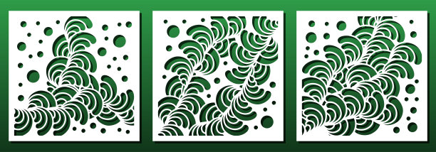 激光切割面板模板与抽象几何花卉图案。木材或金属切割，雕刻，纸艺术，室内设计。矢量图图片下载