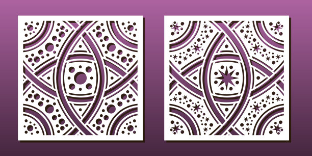 激光切割pamels模板，矢量集。抽象的几何图案。用于金属切割的模板，模具，纸艺术，刺绣，木雕，卡片背景，墙板设计。图片下载