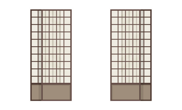Shoji，日本传统的滑动门。矢量图图片下载