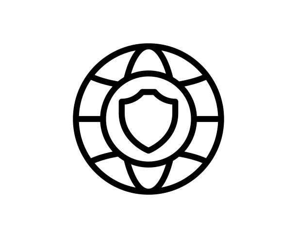 全球网络安全线路图标。世界保护线性风格标志的移动概念和网页设计。球体和盾牌轮廓矢量图标。象征,标志说明。矢量图形图片下载