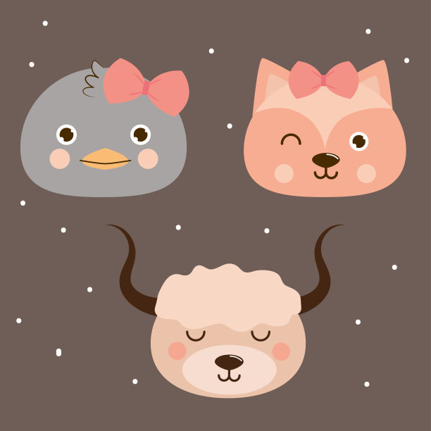 可爱的动物面孔图片下载