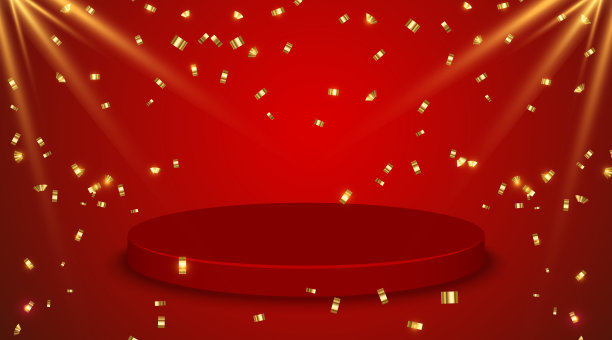 红色背景的红色领奖台横幅图片下载