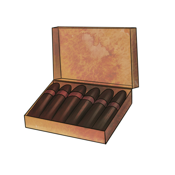 画雪茄盒孤立在白色背景图片下载