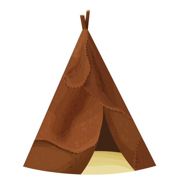 史前原始的古老小屋由动物皮肤与草和石头卡通风格孤立在白色背景。石器时代文化建筑。野蛮人帐篷。矢量图图片下载