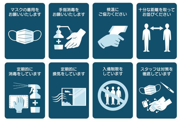 一组COVID-19预防图标。图片下载