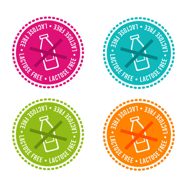 一套无过敏原徽章。乳糖免费。矢量手绘符号。可用于包装设计。图片下载