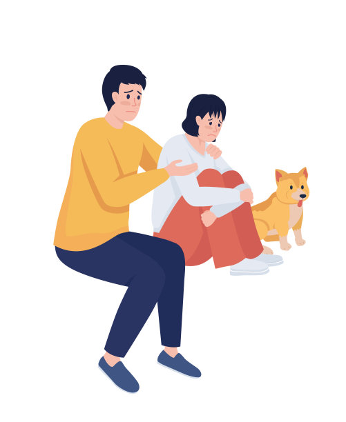 父亲支持抑郁的女儿半平色矢量字符图片下载