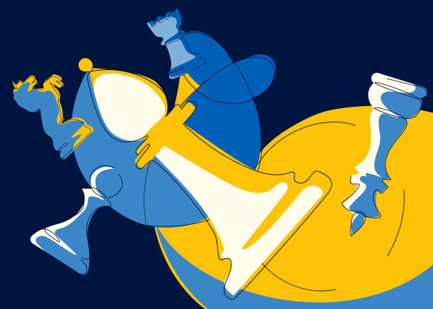 旗与不同的棋子。图片下载