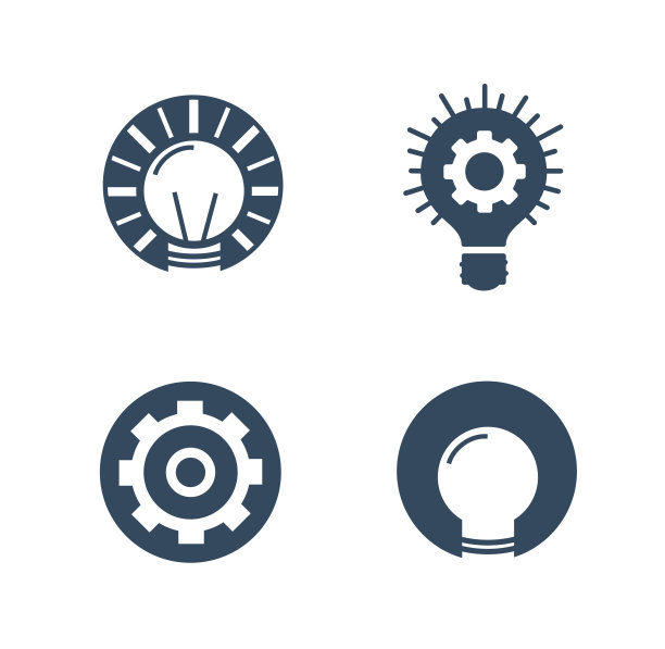 创新想法织物和齿轮图标标志矢量插图图片下载