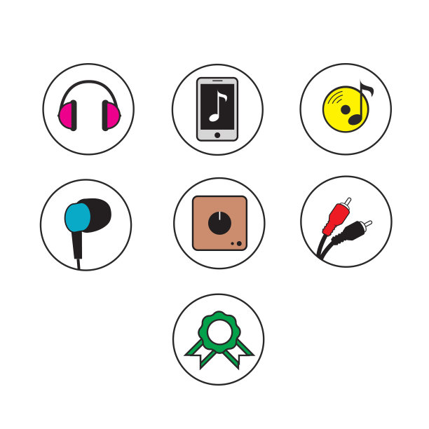 平面矢量音乐和媒体相关图标集包图片下载