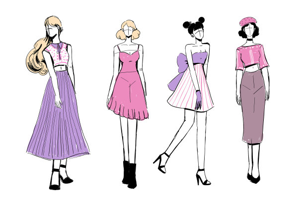美丽和多样的时装草图图片下载