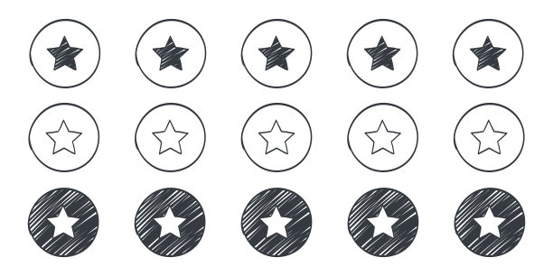 质量评级标志涂鸦的星星图标绘制图片下载