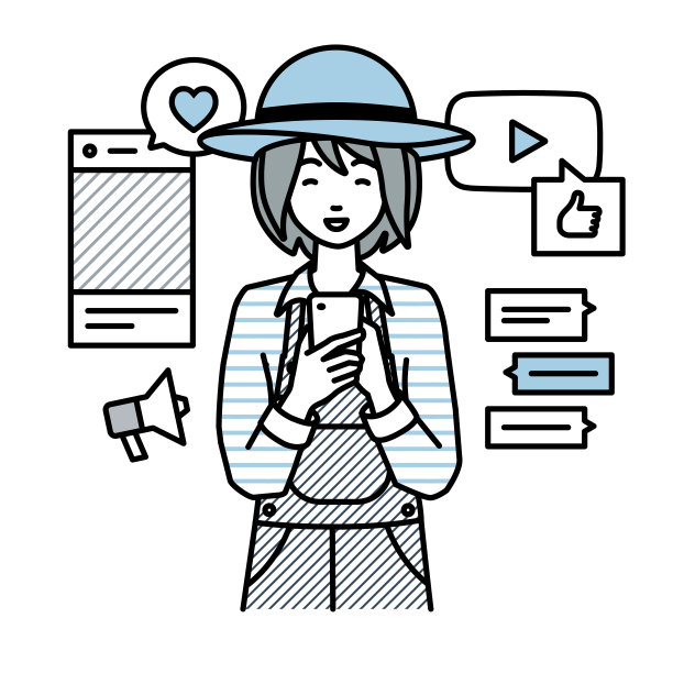 一位农民妇女站在一边看着手里的智能手机，享受着通过各种社交网络和聊天工具进行交流图片下载