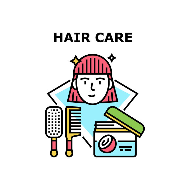 头发护理工具矢量概念颜色插图图片下载