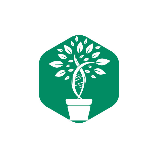 DNA植物载体标志设计。有机DNA载体标志设计概念。图片下载