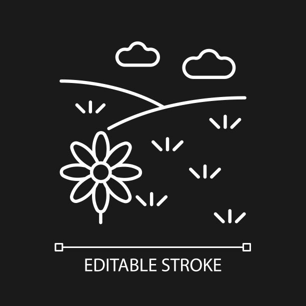 草甸白色线性图标为黑暗的主题图片下载