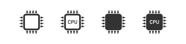 中央处理单元隔离图标。CPU电脑芯片。象征,标志矢量图片下载