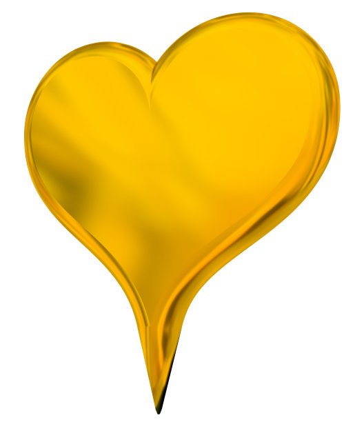 心形-金色光泽的标志符号图标- 3d图片下载