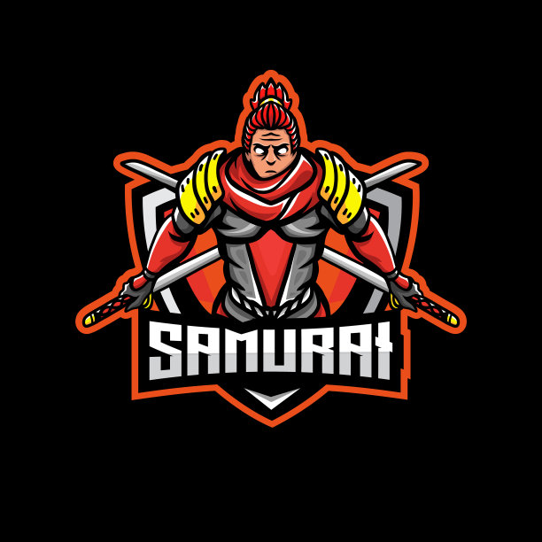 武士电竞吉祥物标志插图图片下载