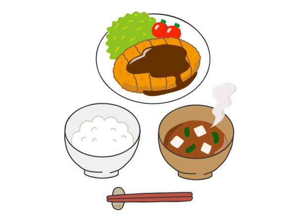 猪排套餐，猪排，米饭，味噌汤图片下载